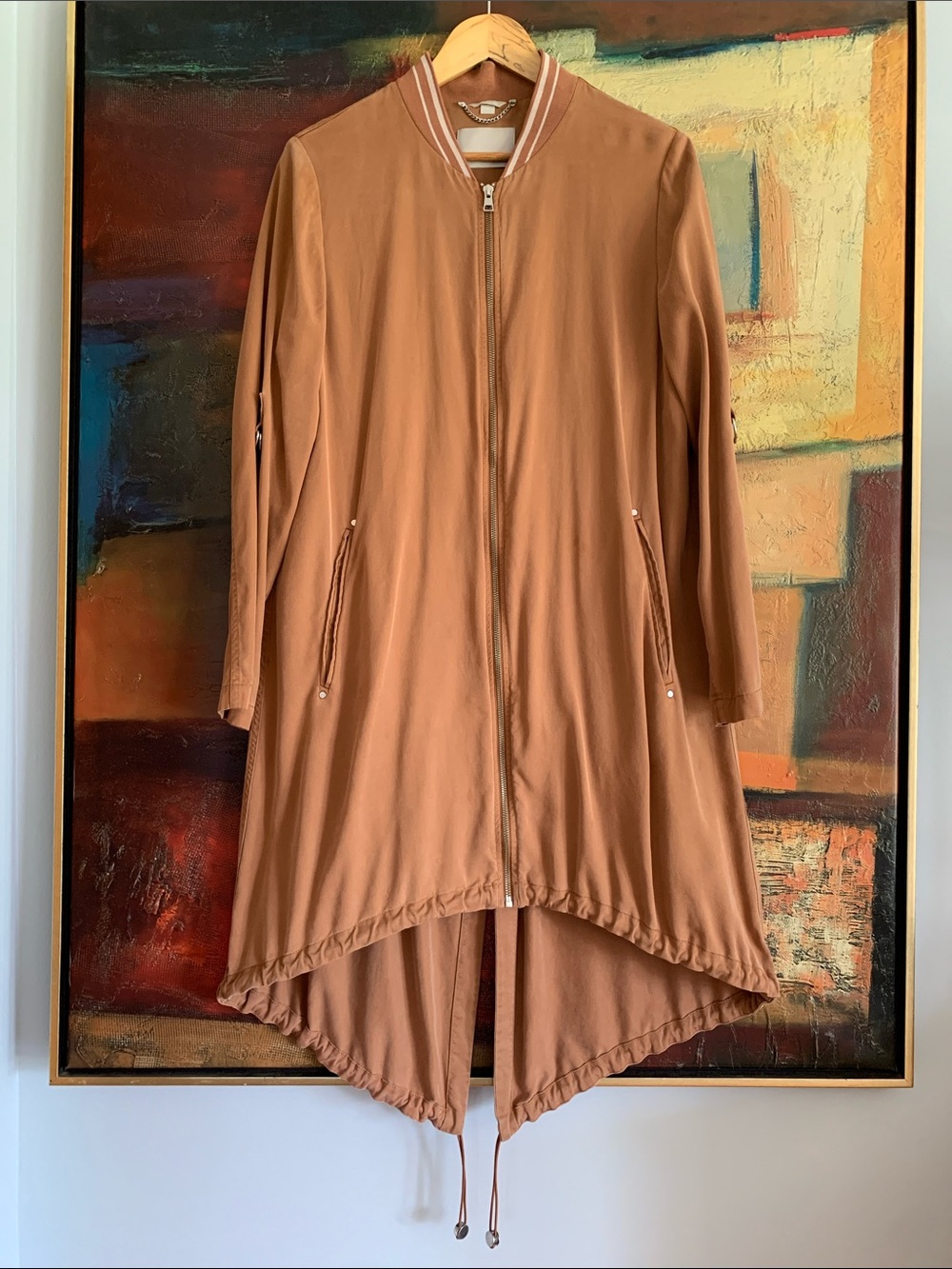 Soia & Kyo Seada Longline 100% Tencel Bomber Jacket, Sz L